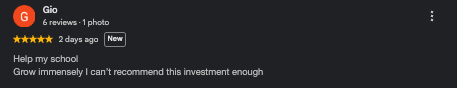 Google review from Gio